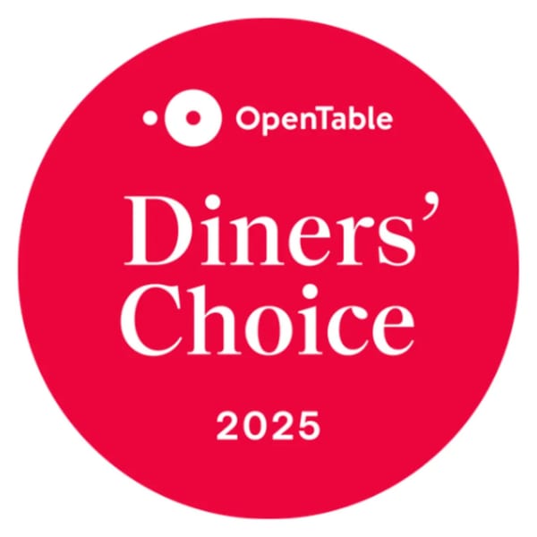 OpenTable Diners' Choice 2025 award logo, a red circle with white text.
